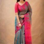 Tissue Cotton Handloom Saree with Artisanal Stepped Border